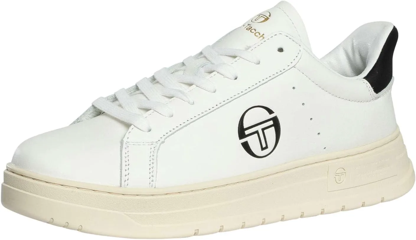 Кроссовки Sergio Tacchini Men's Court Classic Leather, белые/черные, белый/черный