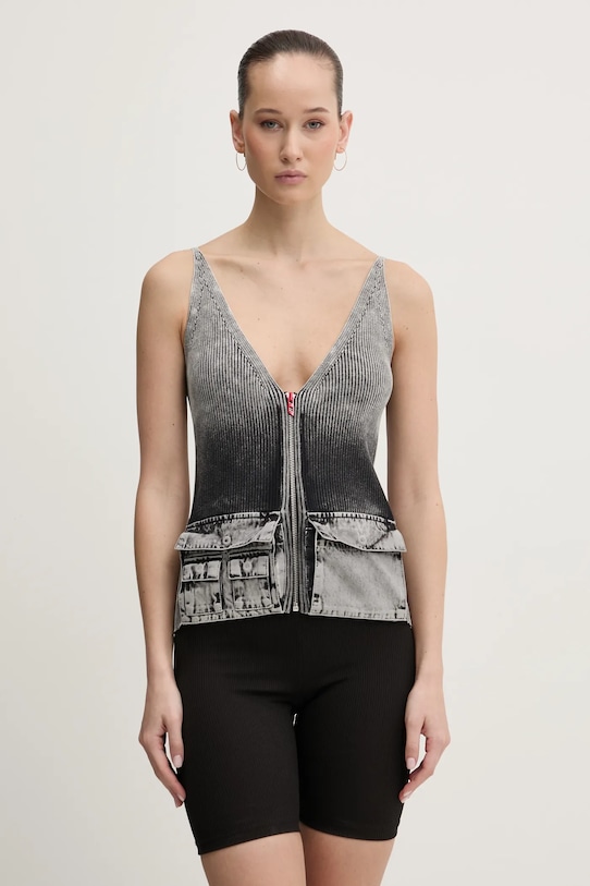 

Хлопковая блузка M-Melly Knitwear Diesel, серый