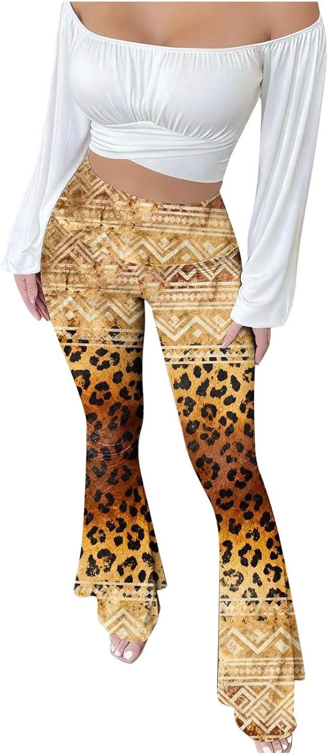 

Женские брюки-клеш в стиле бохо с леопардовым принтом SCRRMZO