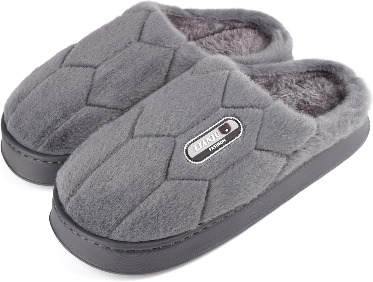 

Домашние тапочки ZICKYO больших размеров для мужчин, теплые, плюшевые, широкие, пушистые, из мягкой пены с эффектом памяти, большие размеры, для спальни, дома и улицы, размеры 7-16, темно-серый