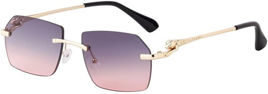 

Безободковые солнцезащитные очки для мужчин и женщин, роскошные безободковые солнцезащитные очки для мужчин, металлическая оправа, леопардовый принт, солнцезащитные очки UV400 TYUVIVO, C6 Gray Pink