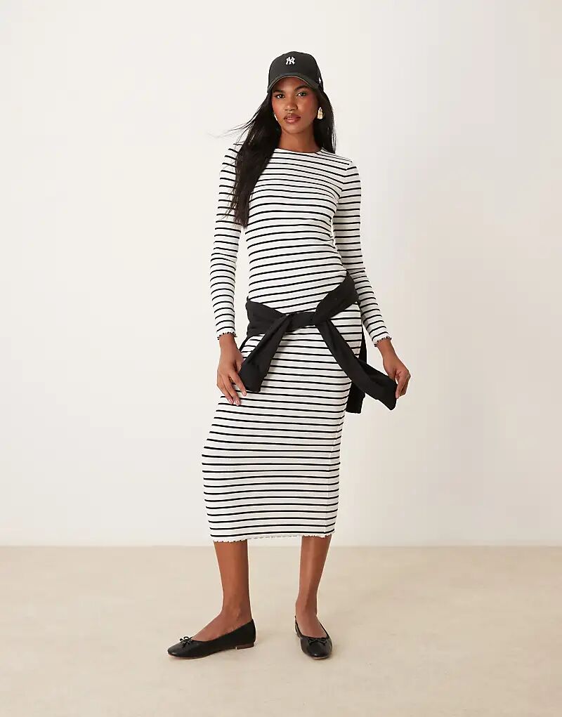 

Платье миди с длинными рукавами в полоску Miss Selfridge