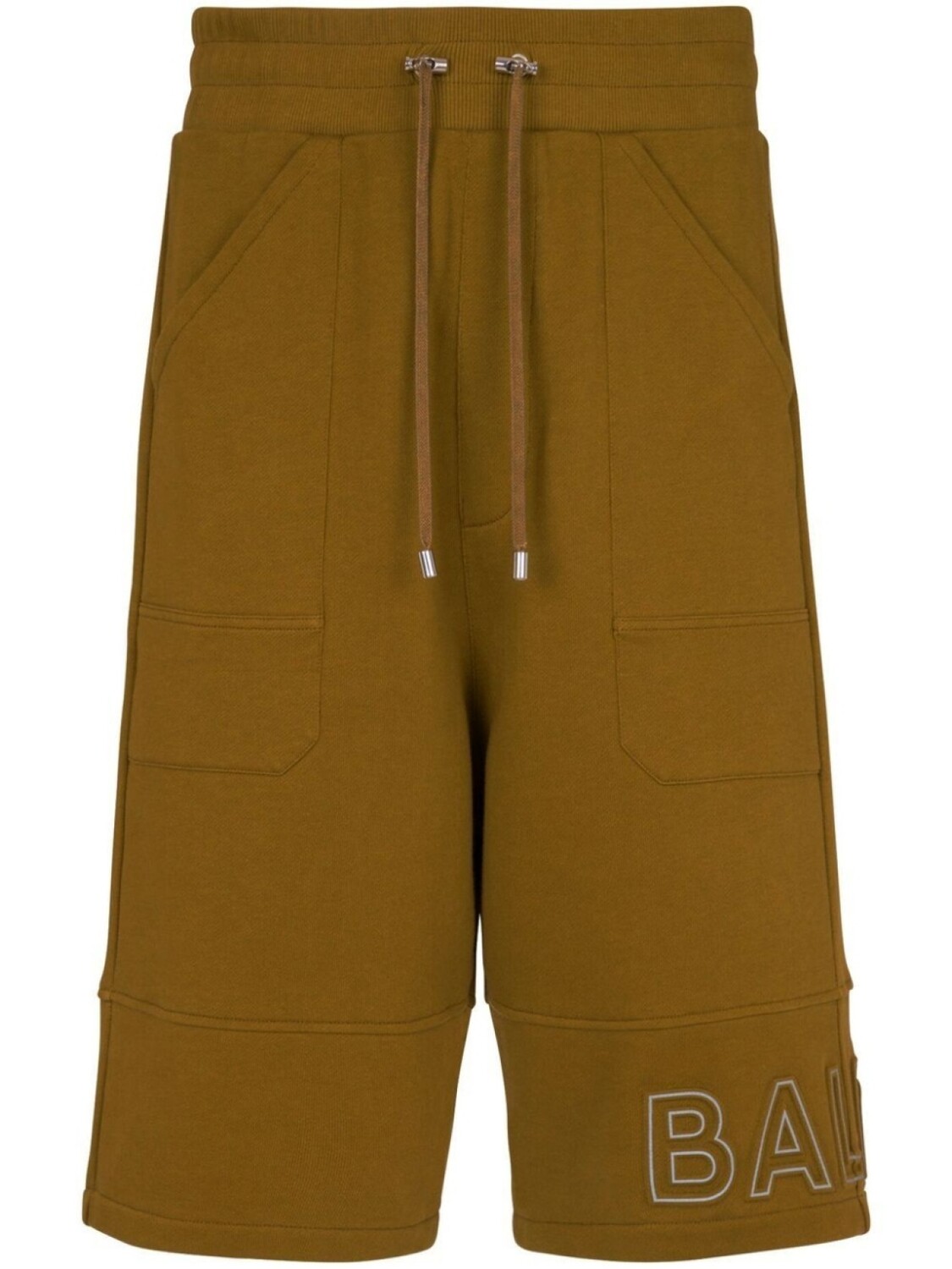

Balmain logo-print organic-cotton shorts, коричневый