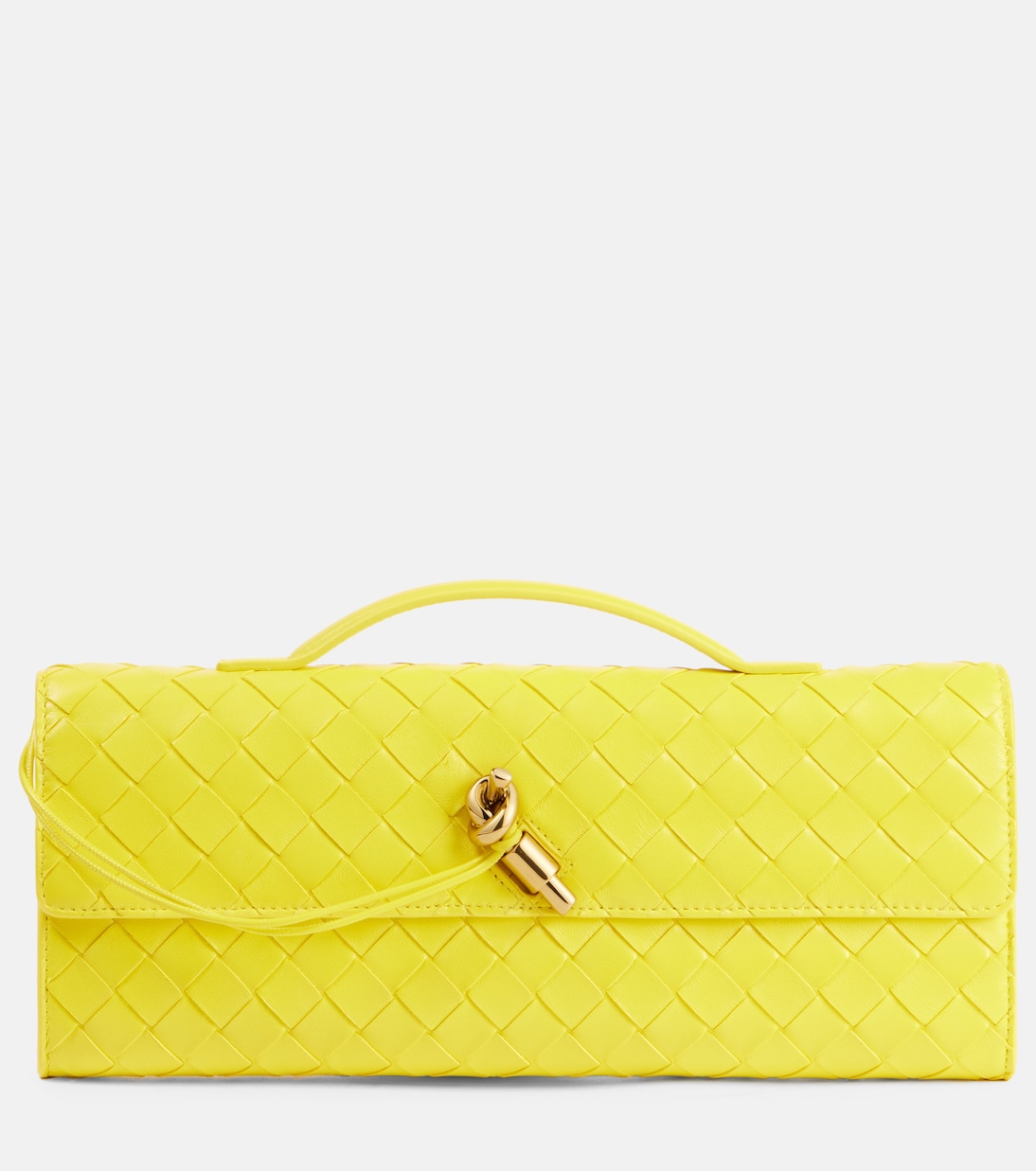 

Клатч Andiamo Intrecciato из кожи Bottega Veneta, Sulfur-M Brass