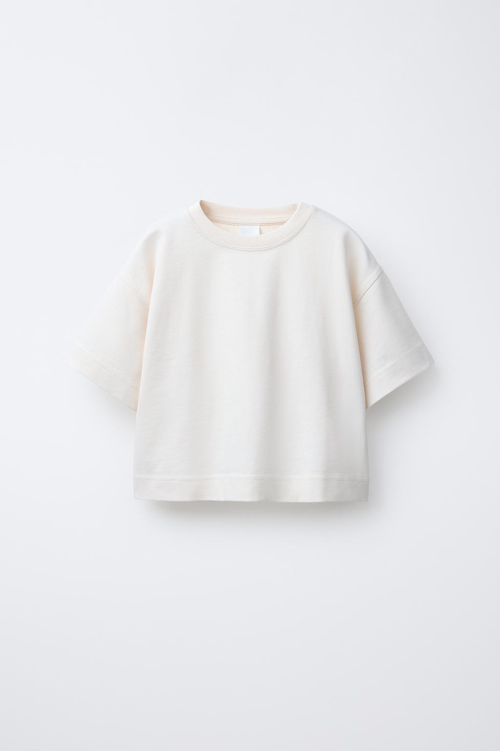 

Простая футболка в тяжелом весе ZARA, экрю