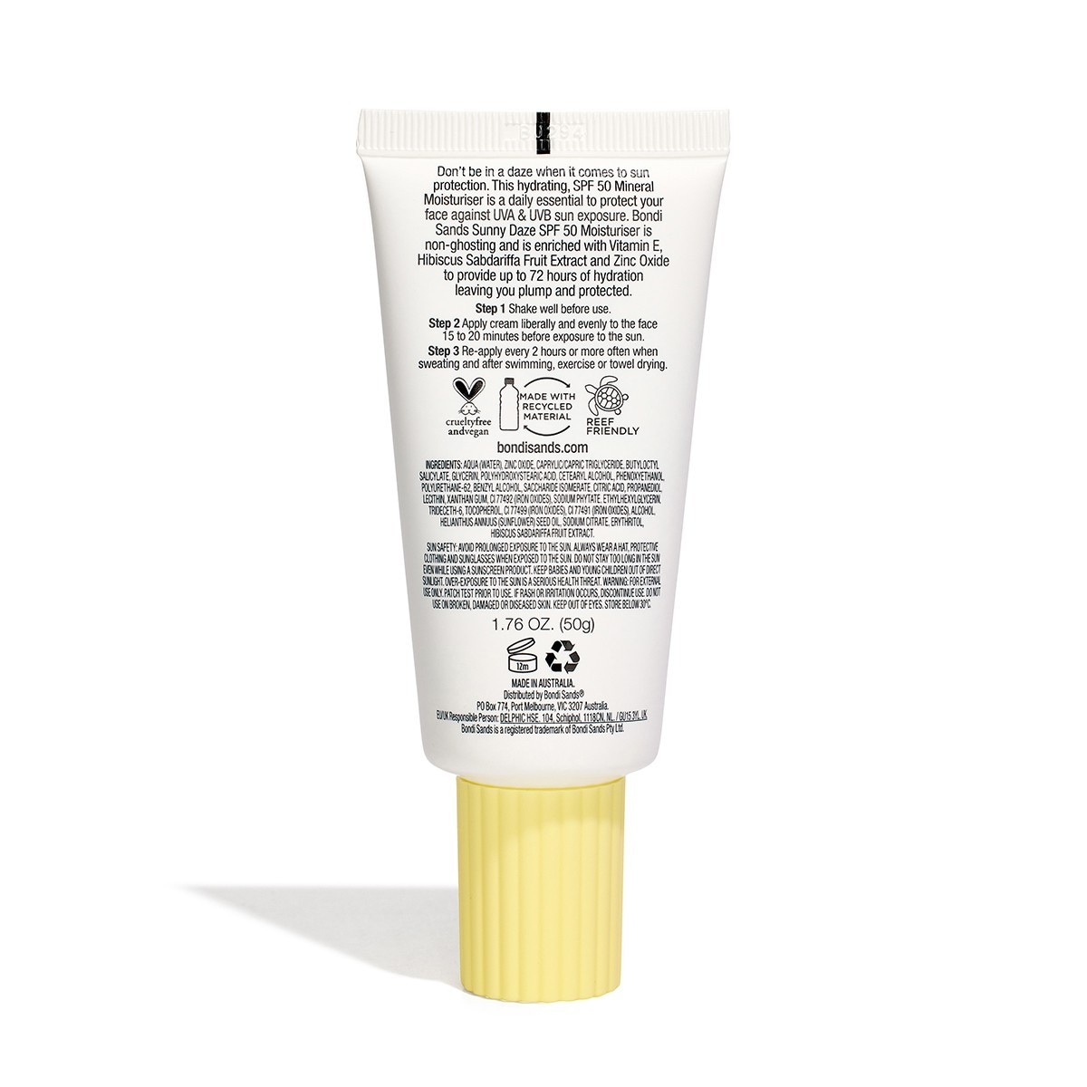 Солнцезащитный крем sunny daze spf 50 mineral moisturiser Bondi Sands, вес 50 гр. — фото 2