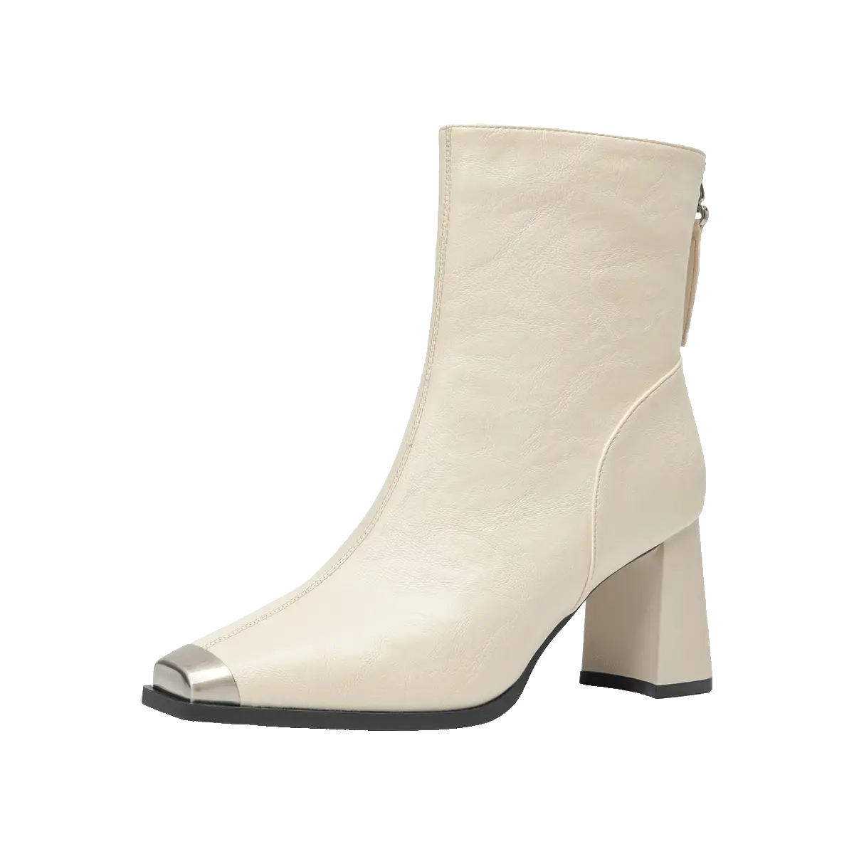 GUDIANFENGDU Женские ботильоны на каблуке 7 см бежевые без подкладки, цвет Beige (Unlined)