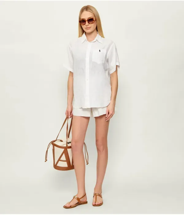 Льняная рубашка relaxed fit Polo Ralph Lauren, белый — фото 2