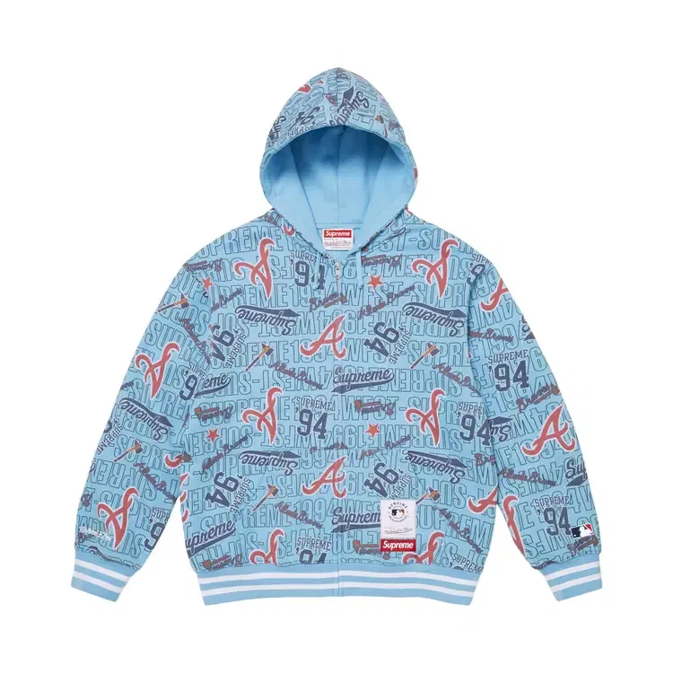 Толстовка на молнии с капюшоном Supreme x Mitchell Ness Teams, синий