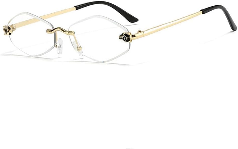 

Женские солнцезащитные очки в стиле панк с шестиугольной оправой, модные, в маленькой многоугольной оправе, винтажные, без оправы, защита от УФ-излучения UV400 WNCKSQ, C5transparent