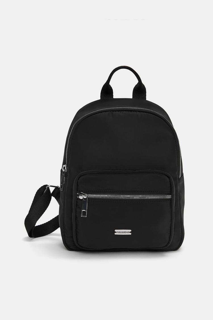 

Черный мини-рюкзак из нейлона Pull And Bear, черный
