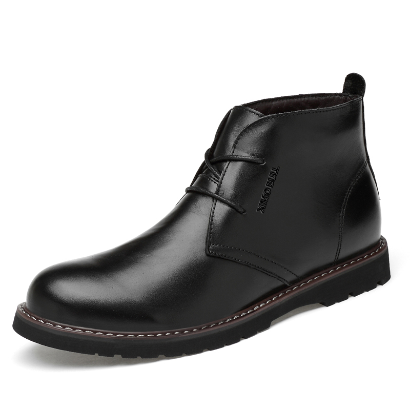 XIMO BULL Мужские зимние ботинки с меховой подкладкой высотой 3 см черные, цвет Black Fleece-Lined — фото 4