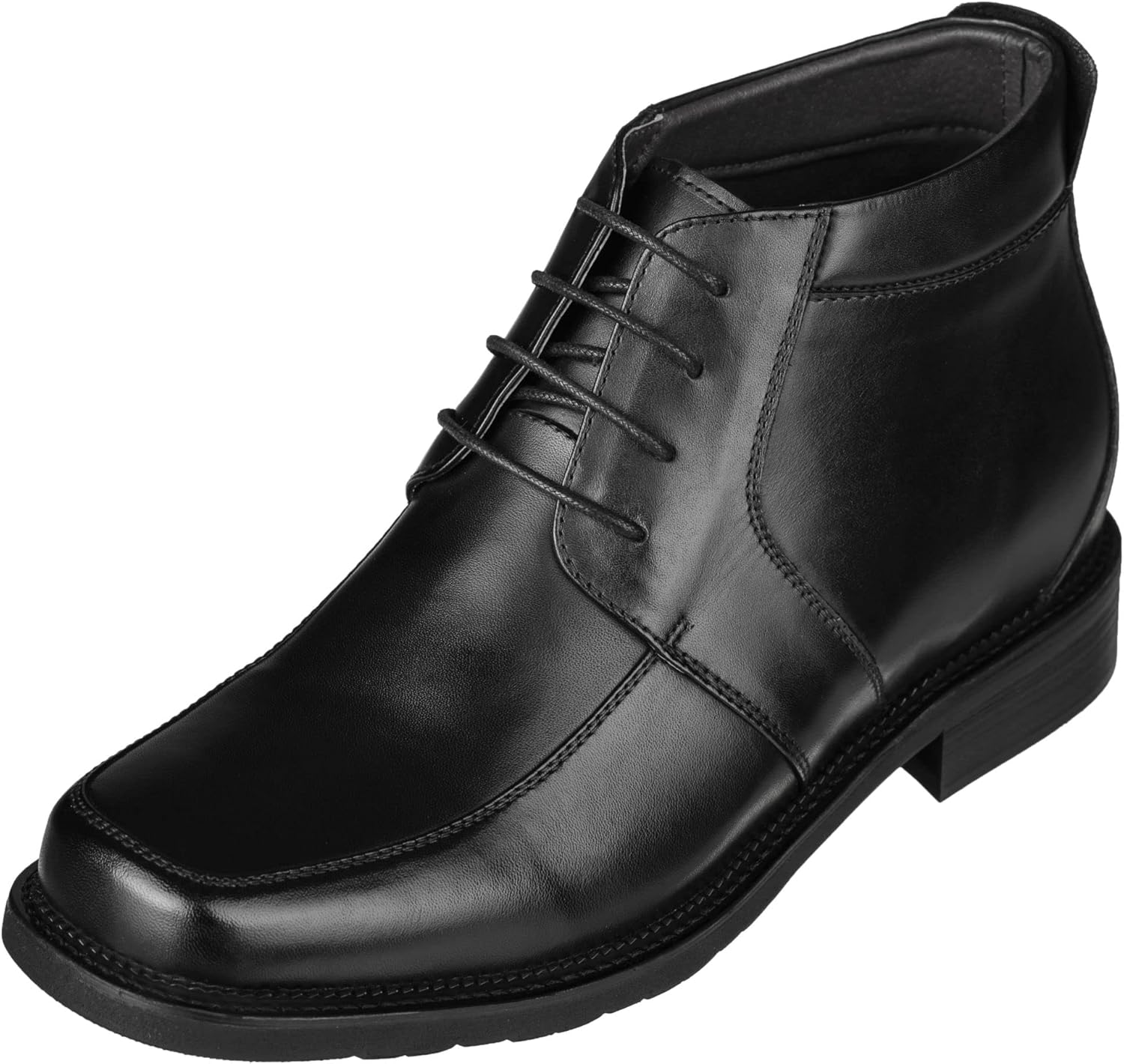 

Мужские невидимые обувные башмаки CALTO для увеличения роста - черные премиум-кожаные ботинки на шнуровке с квадратным носком до щиколотки - рост 8 см - G9905 - размер 8 D(M) US