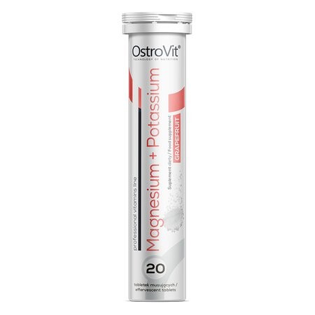 

OstroVit, Магний + Калий со вкусом грейпфрута, 20 шипучих таблеток