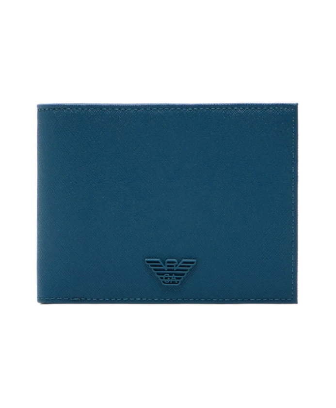 

Регенерированный сафьяновый складной кошелек Asv Emporio Armani, синий