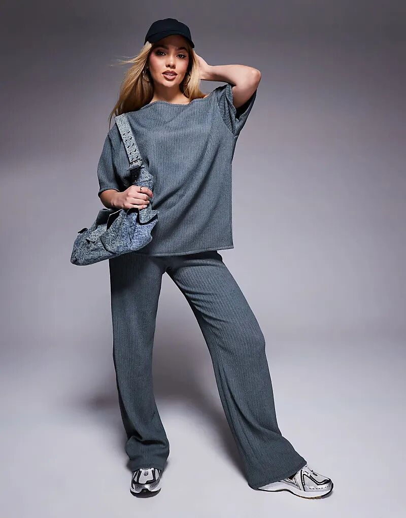

Широкие брюки ASOS DESIGN coord из фактурной ткани серого цвета