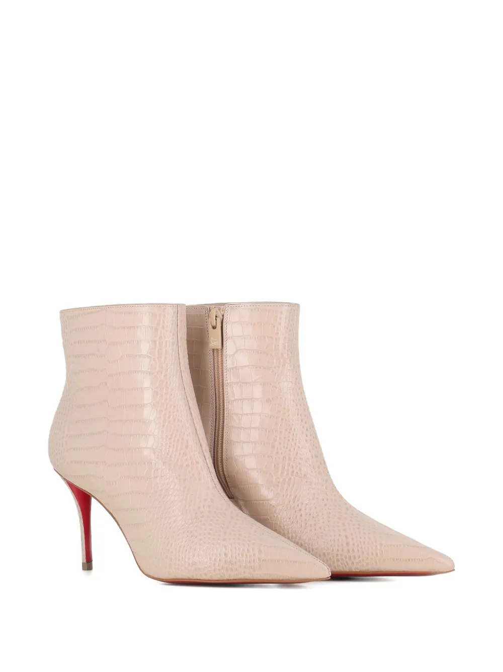 Сапоги Miss Z с эффектом кожи крокодила, каблук 80 мм Christian Louboutin, розовый — фото 2