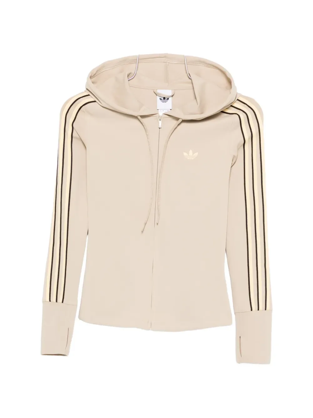Полосатое худи с капюшоном Adidas, бежевый