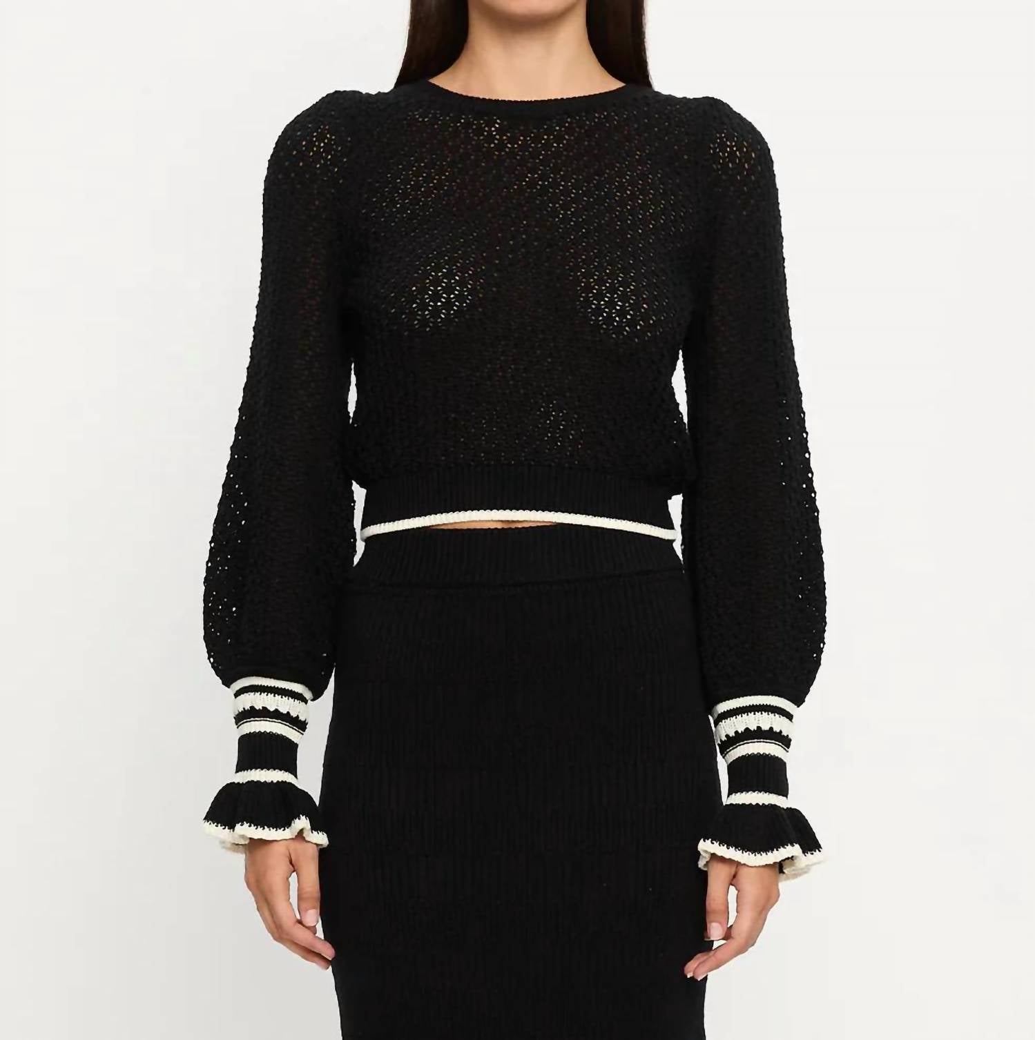 

Вязаный топ Rafaela в черно-кремовом цвете Kivari, Black Cream