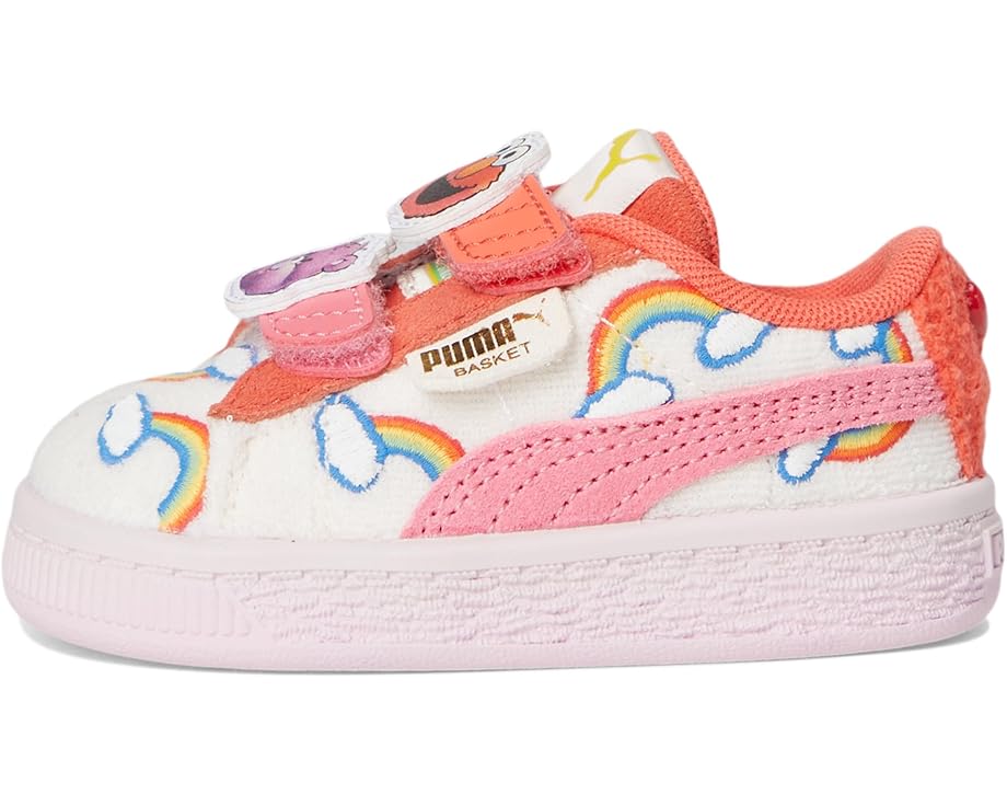 Детские кроссовки Puma Basket Care Bears x Sesame Street на липучках (для малышей) PUMA Kids, Frosted Ivory/Red Glamour/Pearl Pink — фото 4