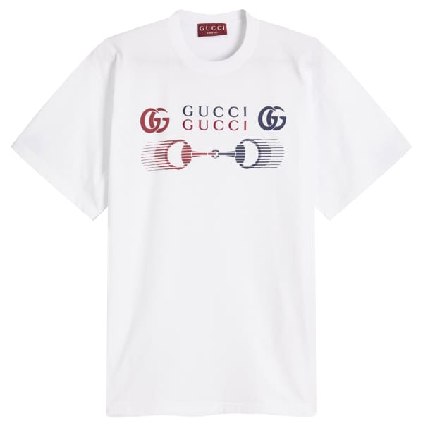 

Футболка с логотипом мотокросса Gucci, белый