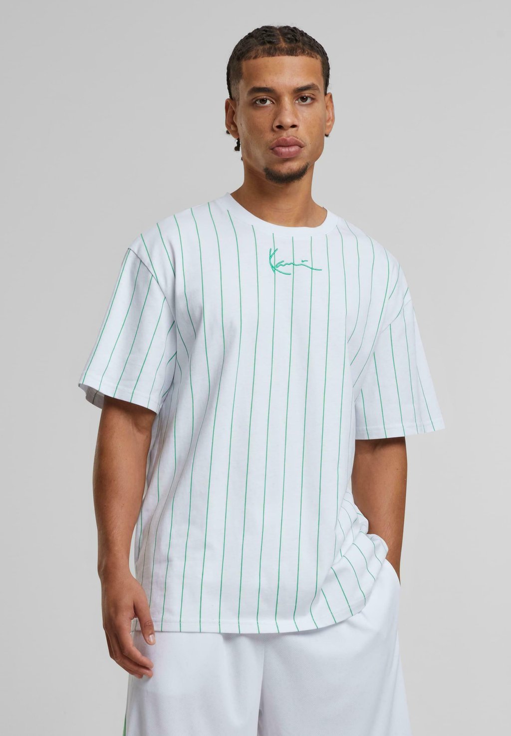 

Футболка с принтом SMALL SIGNATURE ESSENTIAL PINSTRIPE Karl Kani, белый