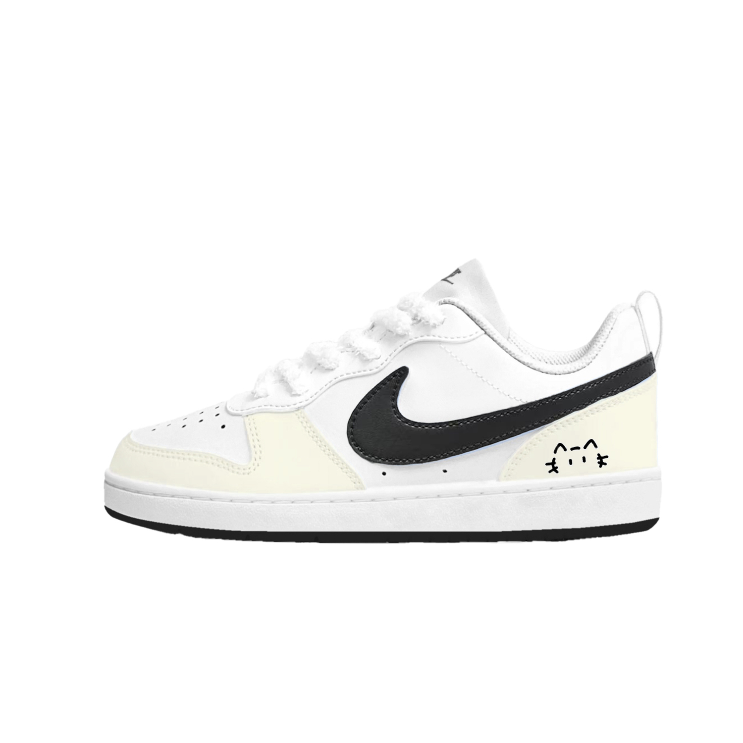 

Court Borough Synthetic Leather Cushioning Abrasion Resistant Slip Resistant Low top Детские скейтбординговые кроссовки Nike, lemon