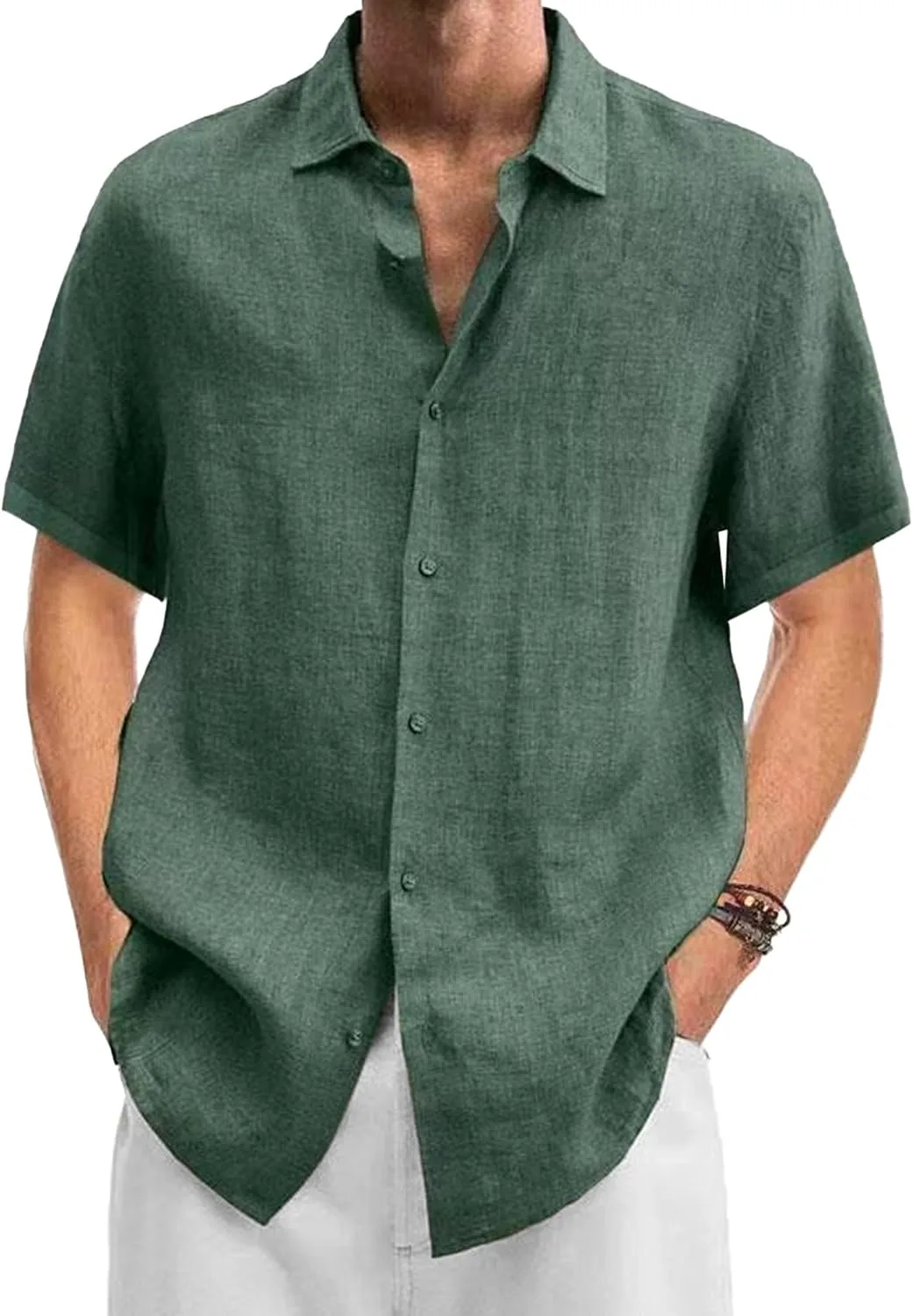 

Мужская футболка-кардиган с V-образным вырезом, летняя, из хлопка и льна Zylphorix