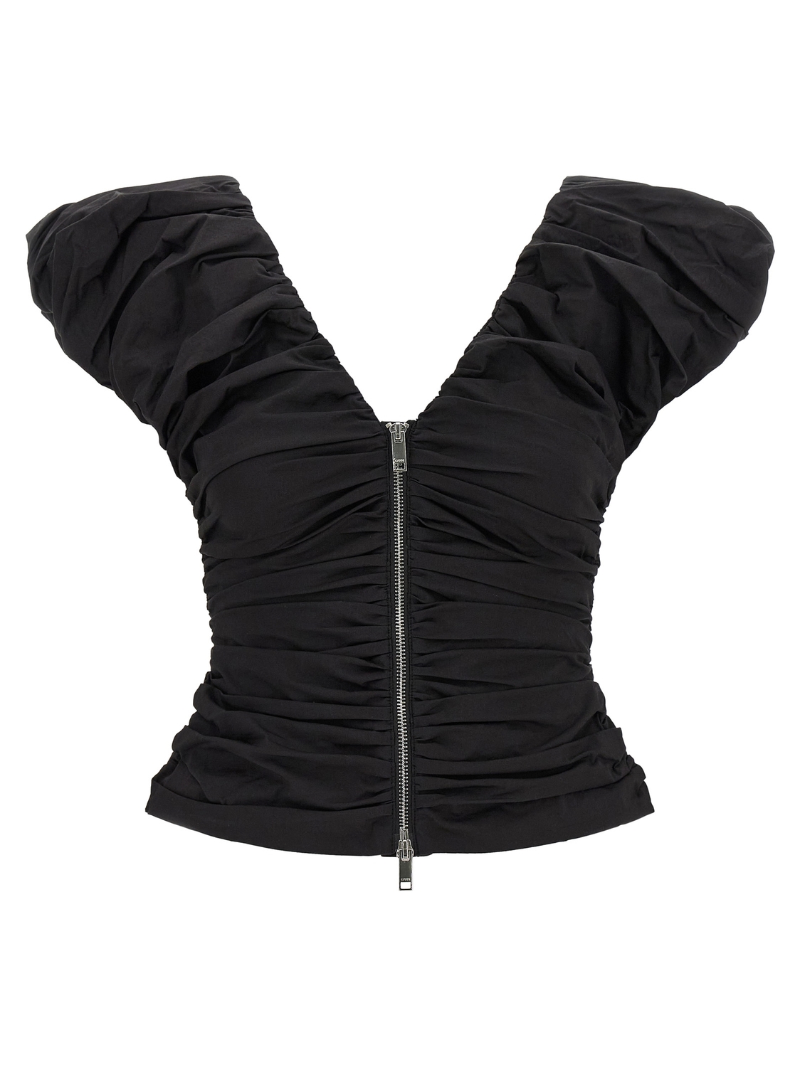 

Черный топ с драпировкой GANNI, черный