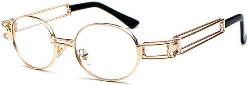 

Модные круглые солнцезащитные очки для женщин и мужчин в винтажном стиле с металлической оправой и в стиле стимпанк, солнцезащитные очки для мужчин с защитой от УФ-излучения UV400 TKKTLLT, Gold-clear