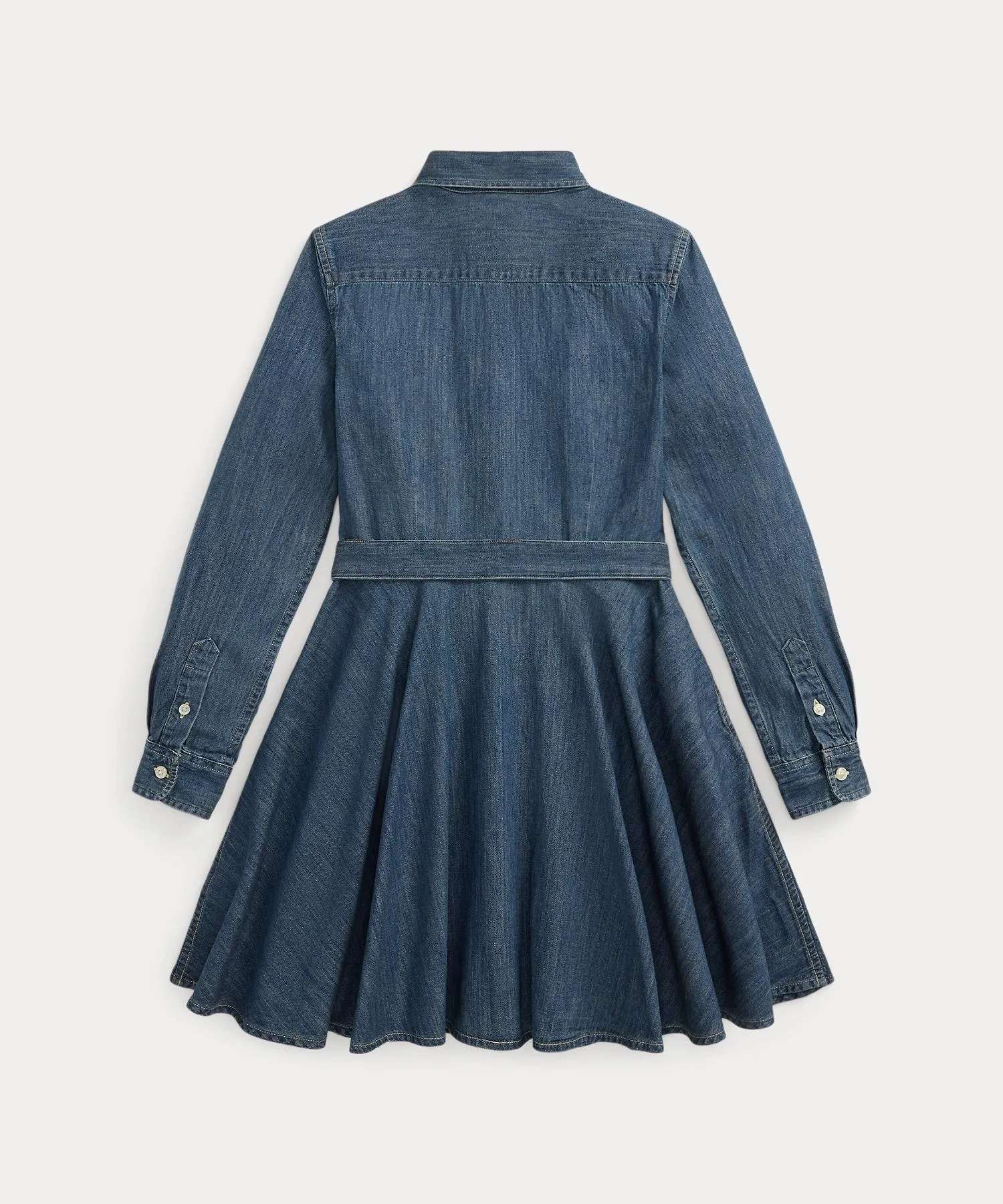 Детское платье-рубашка POLO RALPH LAUREN CHILDRENSWEAR из денима с поясом — фото 3