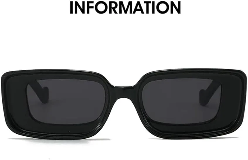 

Солнцезащитные очки прямоугольной формы для женщин и мужчин, винтажные солнцезащитные очки в стиле панк, очки с защитой от УФ-излучения UV400 HDUBFY, Blue Black