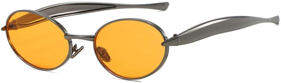 

Солнцезащитные очки UV400 - овальная маленькая оправа в стиле панк с металлическим блеском, подходят для женщин и мужчин, для бега и занятий спортом на открытом воздухе UYPTK, Gun Orange