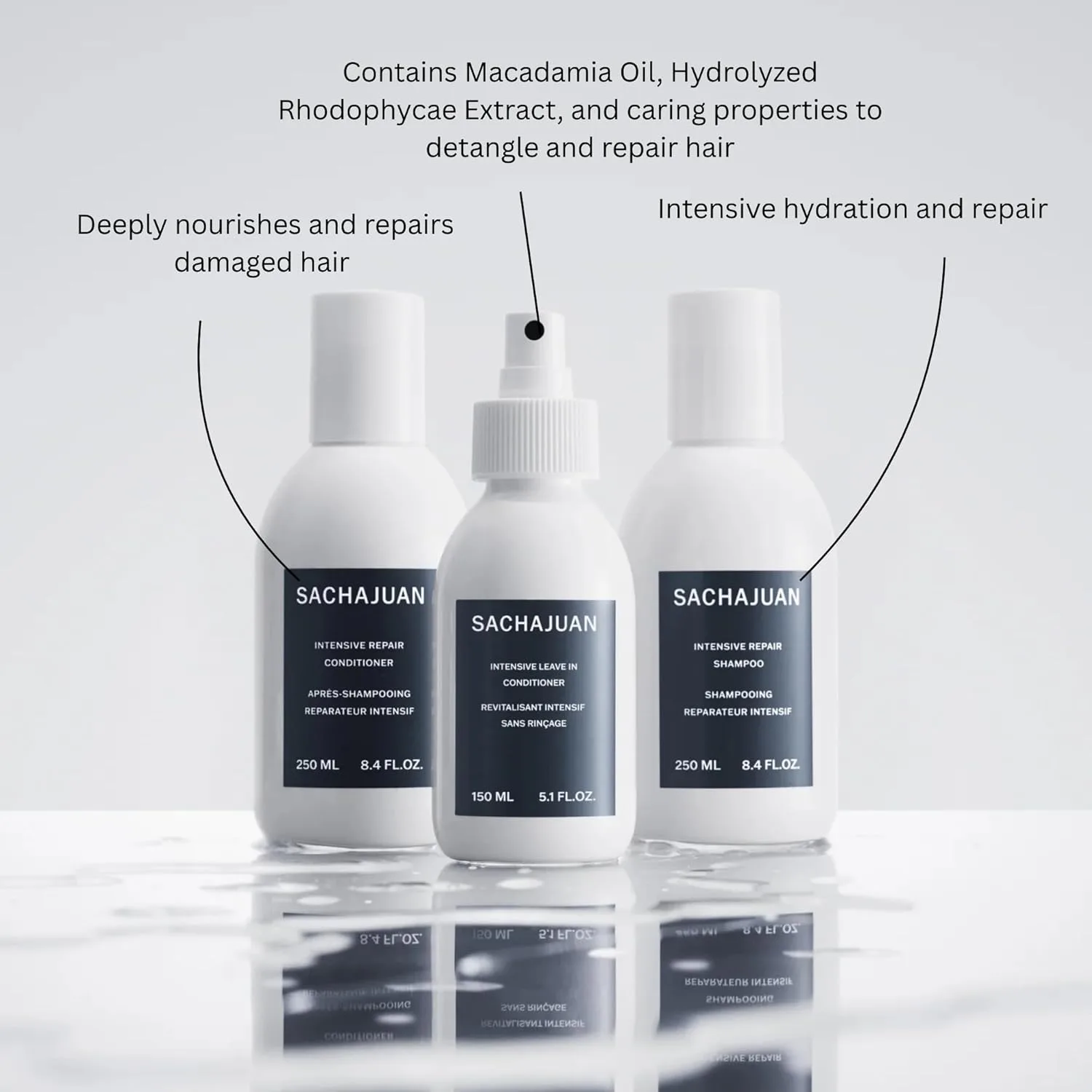 SACHAJUAN Repair Kit | интенсивный восстанавливающий шампунь + кондиционер + несмываемый уход | укрепление, питание и защита поврежденных или сухих волос | защита от уф, восстановление и мягкость | Vegan & Paraben-Free | набор из 3 средств — фото 4