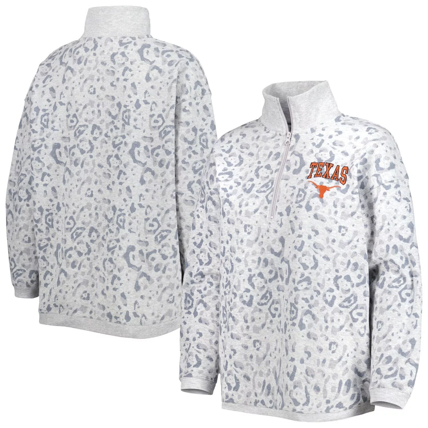 

Женский свитшот Gameday Couture Heather Grey Texas Longhorns с леопардовым принтом и молнией четверть четверти, Коричневый, Женский свитшот Gameday Couture Heather Grey Texas Longhorns с леопардовым принтом и молнией четверть четверти