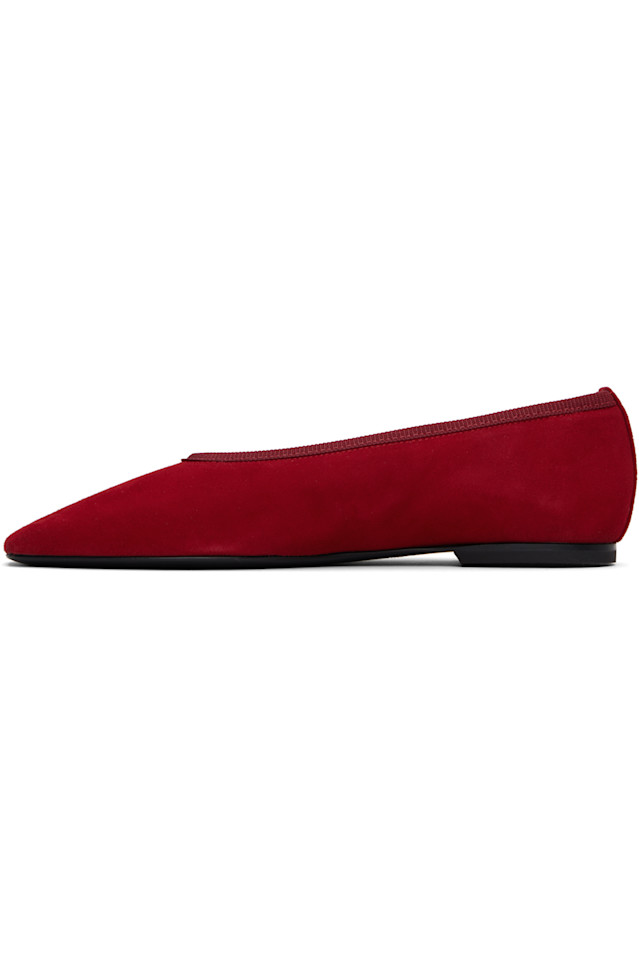 Минималистичные балетки из замши Toteme, цвет scarlet — фото 3
