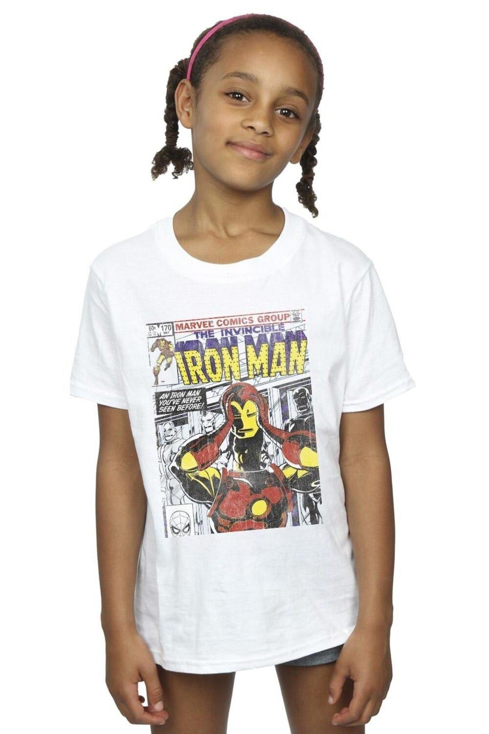 

Хлопковая футболка Iron Man Head Gear Off Marvel, белый