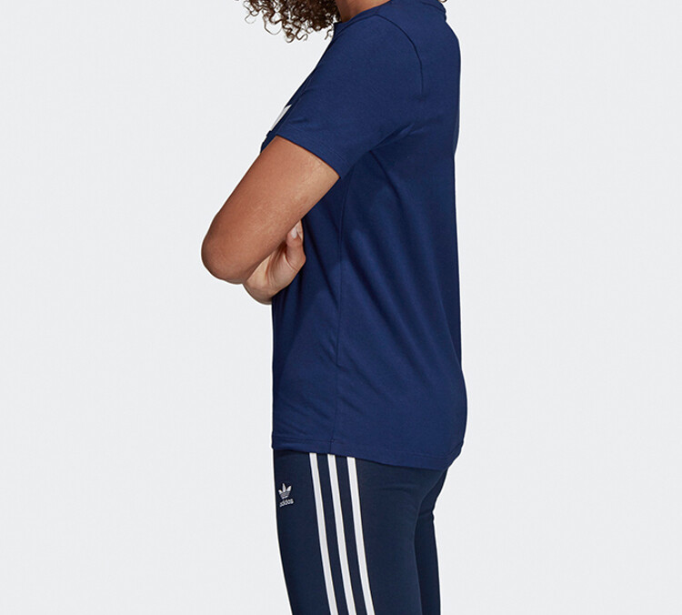 Футболка с трилистником женская темно-синяя Adidas Originals — фото 4