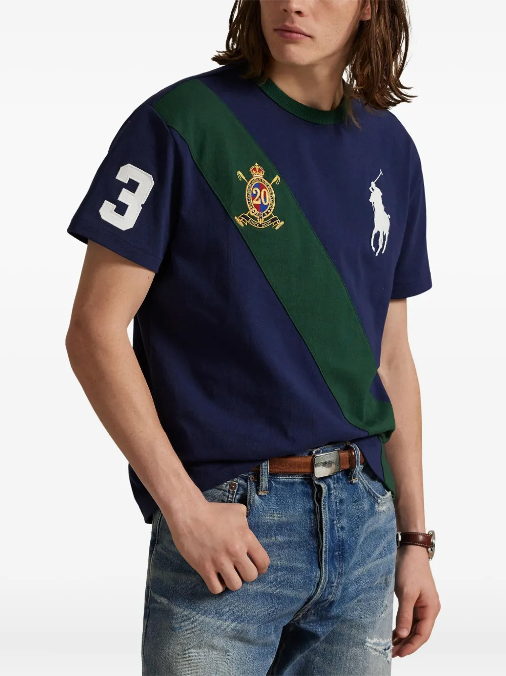Футболка с отделкой в полоску POLO RALPH LAUREN, синий — фото 3