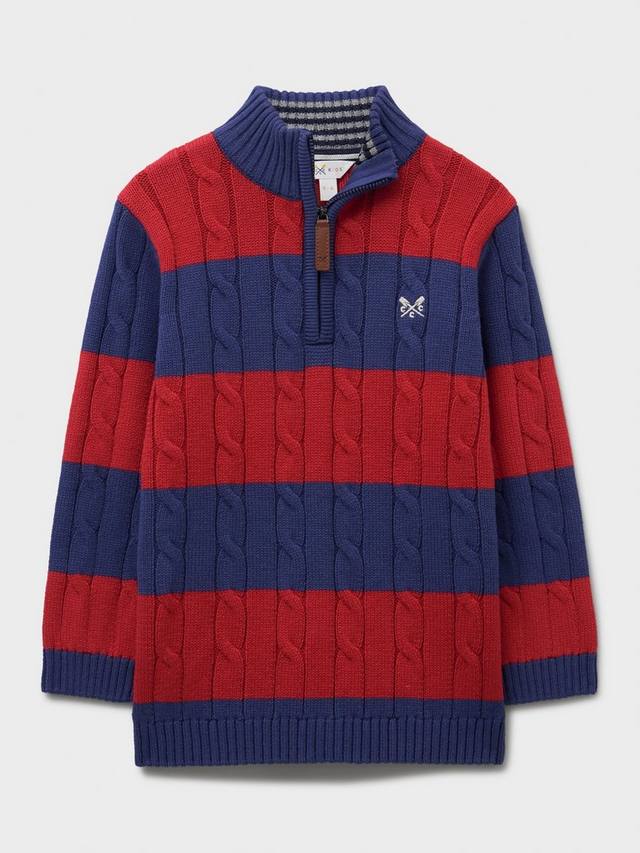 

Детский свитер Oarsman с кабельной вязкой и полузастёжкой Crew Clothing, Multi Red