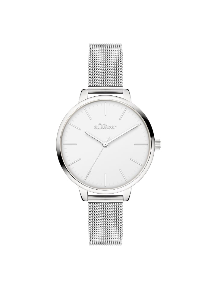 

s.Oliver Классические наручные часы с сетчатым ремешком серебристого цвета