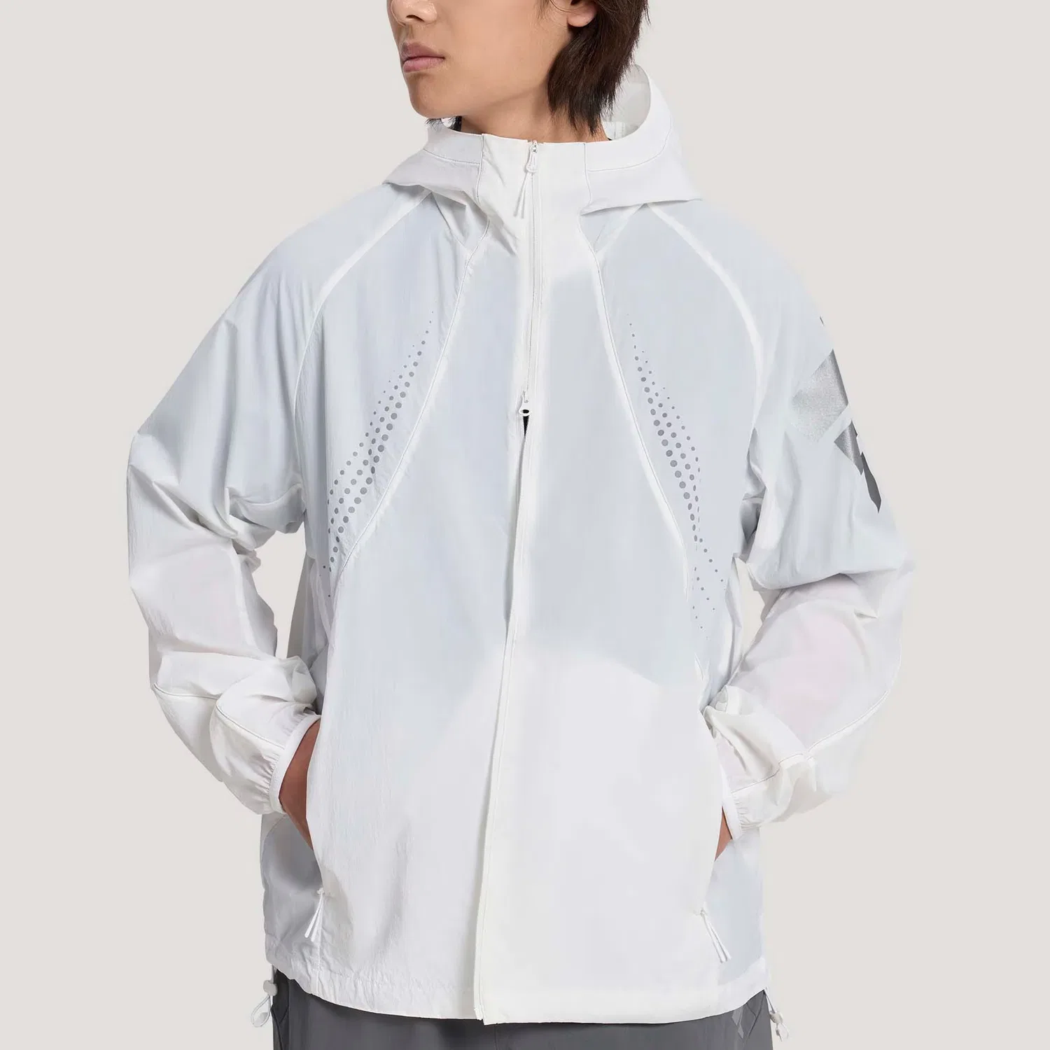 Куртка FOS мужская, bright white, с капюшоном, тонкая Adidas — фото 4