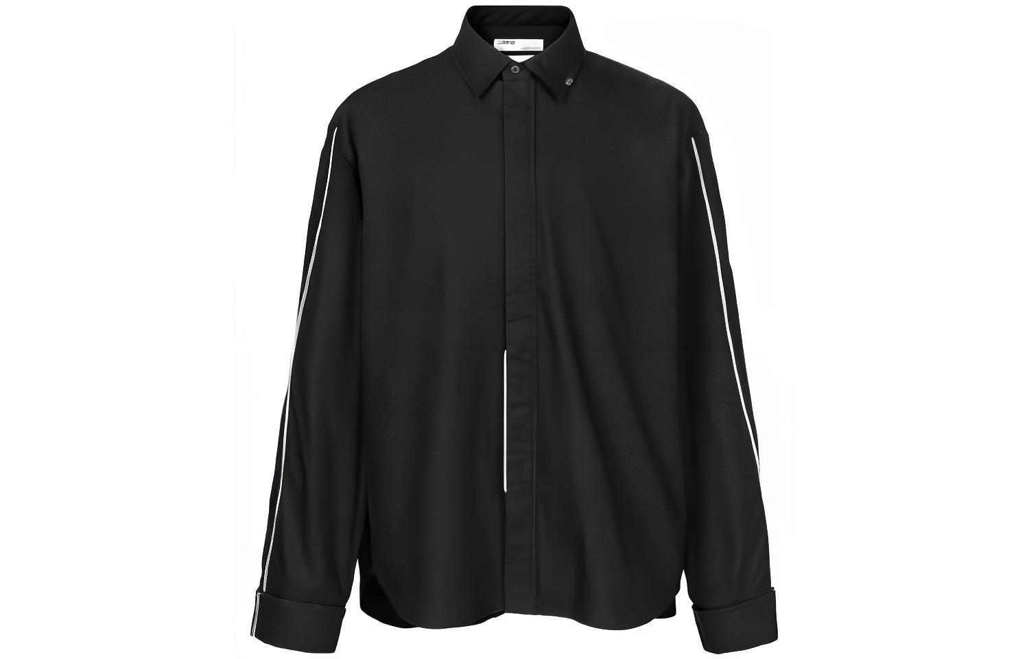 

Рубашка с отделкой пипинг из хлопковой смеси C2H4, черный