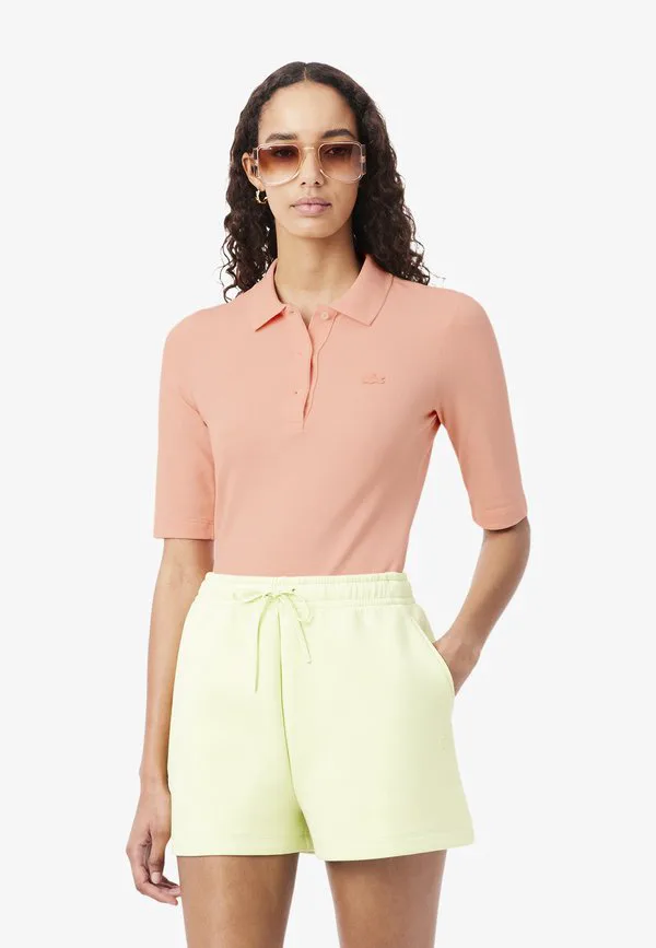 Рубашка поло Lacoste Rose Corail-Ui, однотонная, коралловая