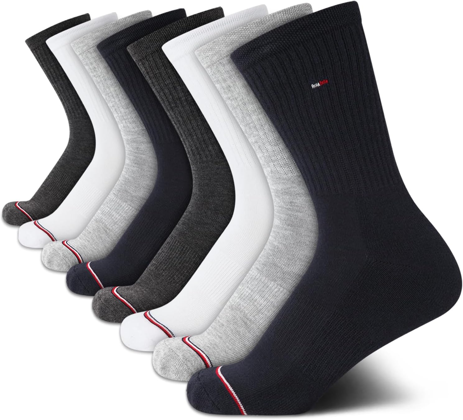 

Женские носки Tommy Hilfiger Crew - 8 пар мягких спортивных носков до середины голени с амортизацией для женщин (размер обуви: 4-10), Navy Assorted