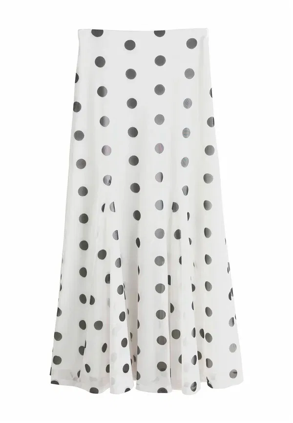 Юбка макси Next, black ecru polka dot, черный экрю в горошек