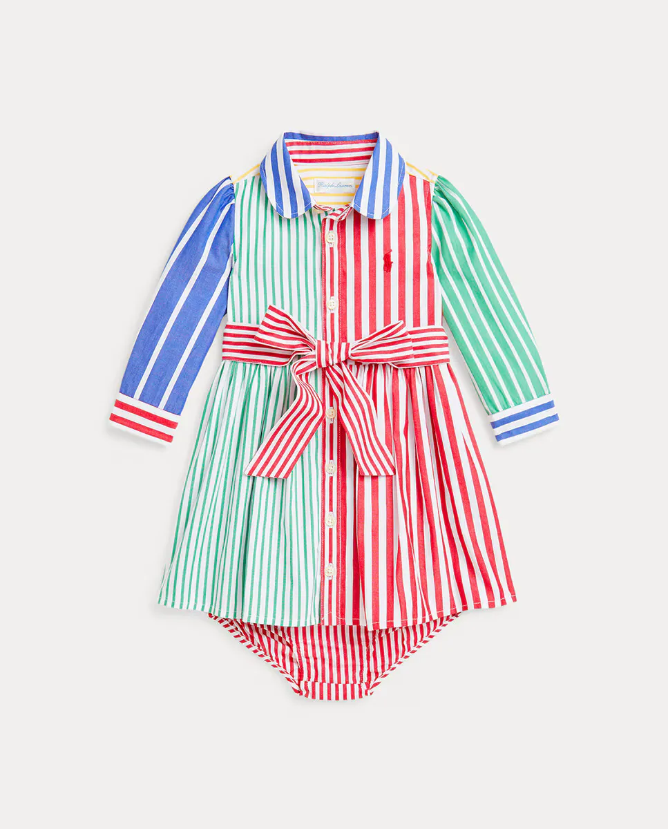 

Платье для девочки из хлопка с поясом Polo Ralph Lauren, мультиколор