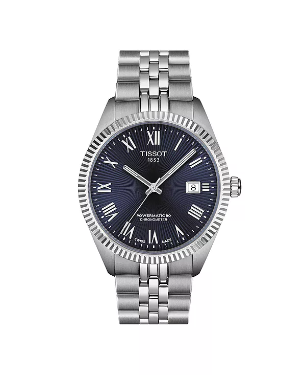 

Мужские часы Ballade Power с серебряным браслетом из нержавеющей стали, 39 мм Tissot, blue