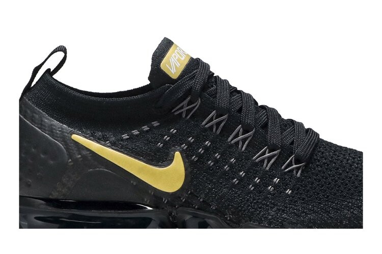 Кроссовки Nike Wmns Air VaporMax Flyknit 2 'Metallic Gold', черный — фото 2