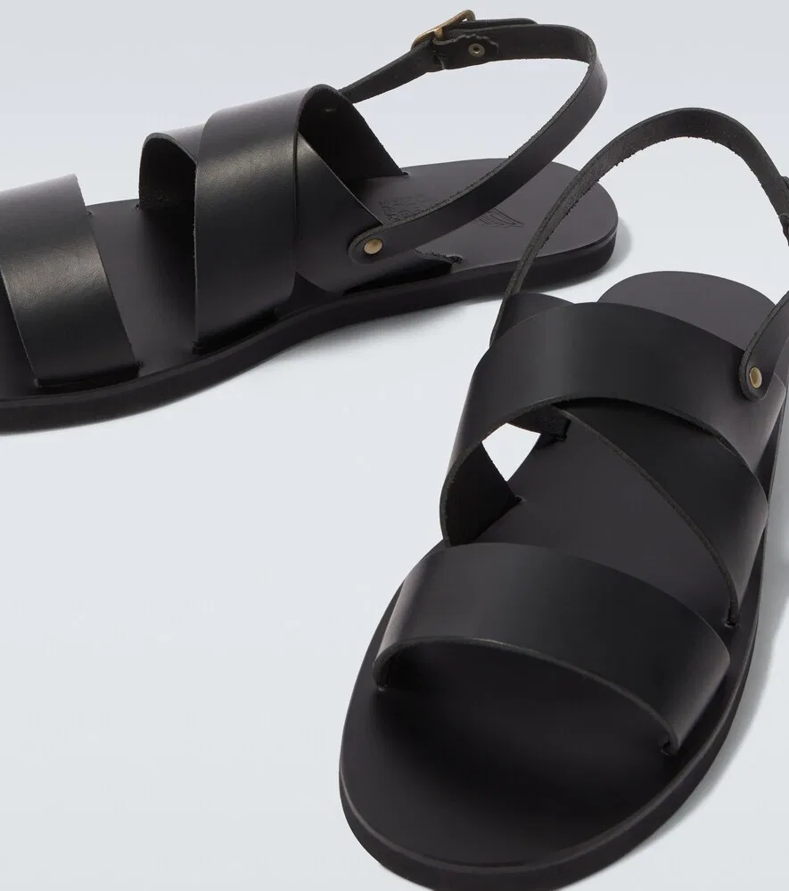 Кожаные сандалии-слингбэки Miltos Ancient Greek Sandals, черный — фото 3